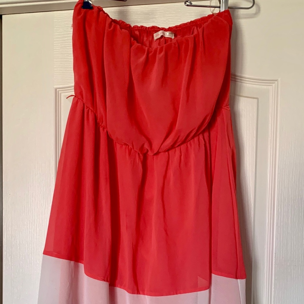 Strapless High-Low Slip Dress